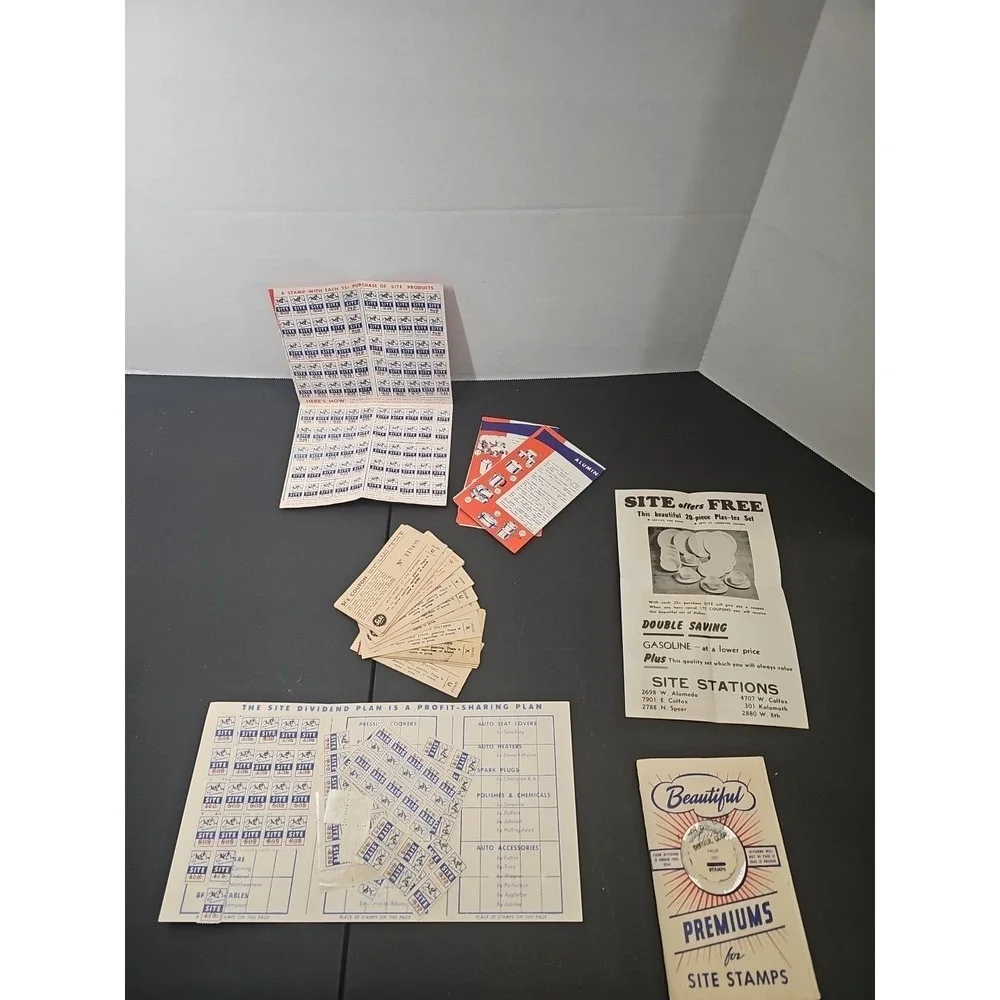 Large Lot of Vintage  Site Station Store Gas Trading Stamps & Folder 1954